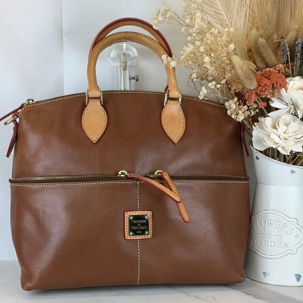 Dooney & Bourke Vintage Dillen Brown Tan Hand Crossbody Satchel‎ Bag